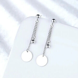 925 Sterling Silver Coin Drop Earrings Silver Dangle Drop Minimalist Earrings